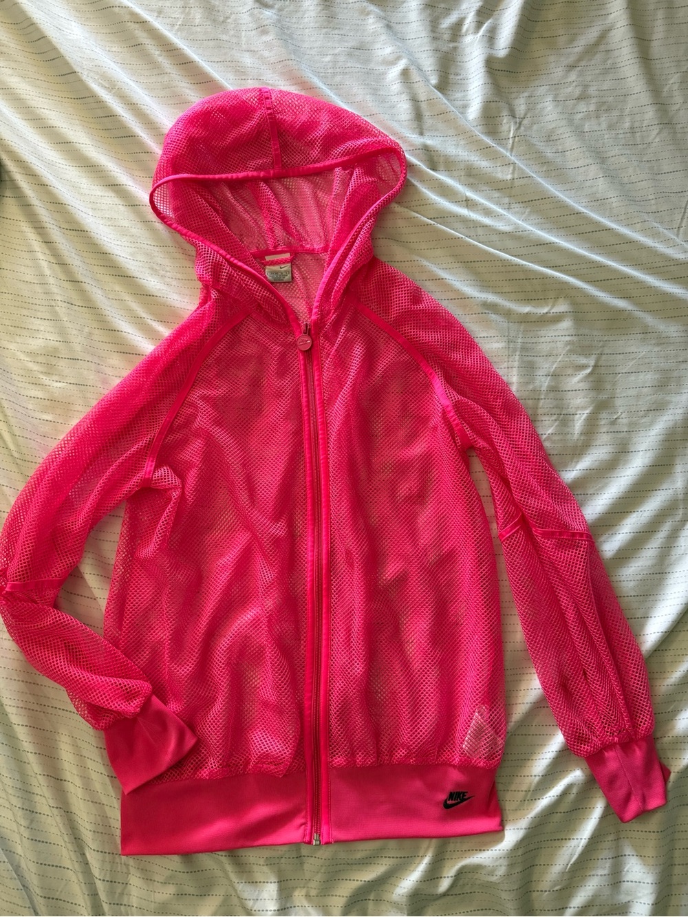Nike Pink Mesh Zip Front Hooded Jacket Women's size Large